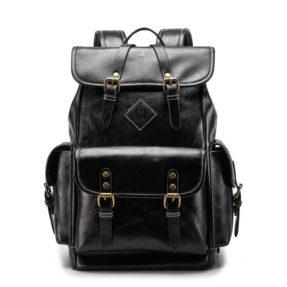 Stylish PU Leather Backpack for Men - Outdoor Travel