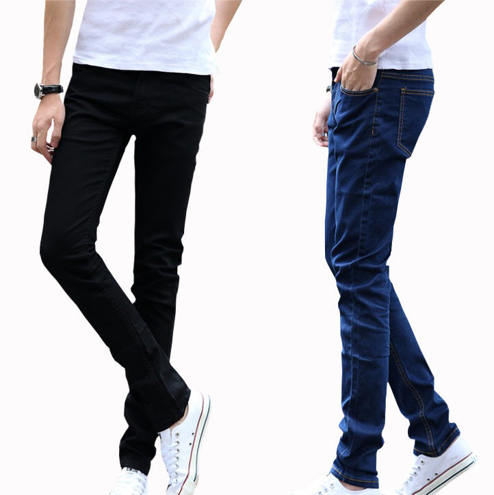 Men's Slim Fit Stretch Denim Pants Casual Black Trousers