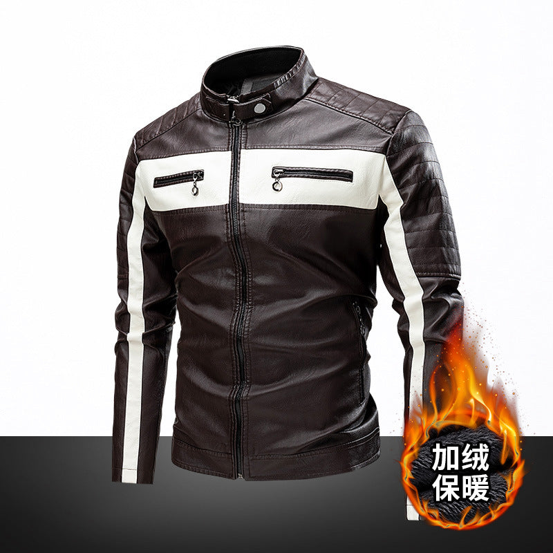 Men's Fashion Patchwork Leather Jacket for Riding