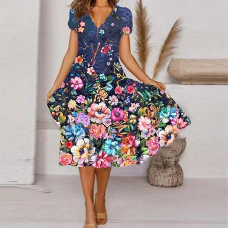Evarisluxe Spring Floral Midi Dress