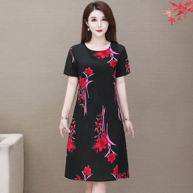 Chic Short Sleeve Cotton Dress for Summer Women