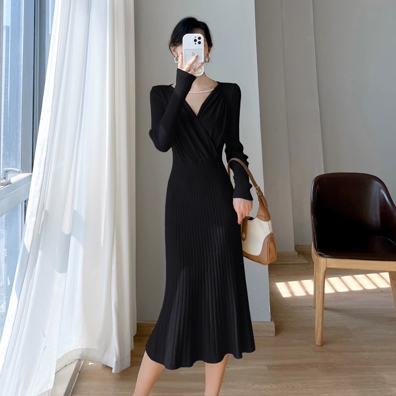 Evarisluxe Tricot Vintage Knit Luxury Dress