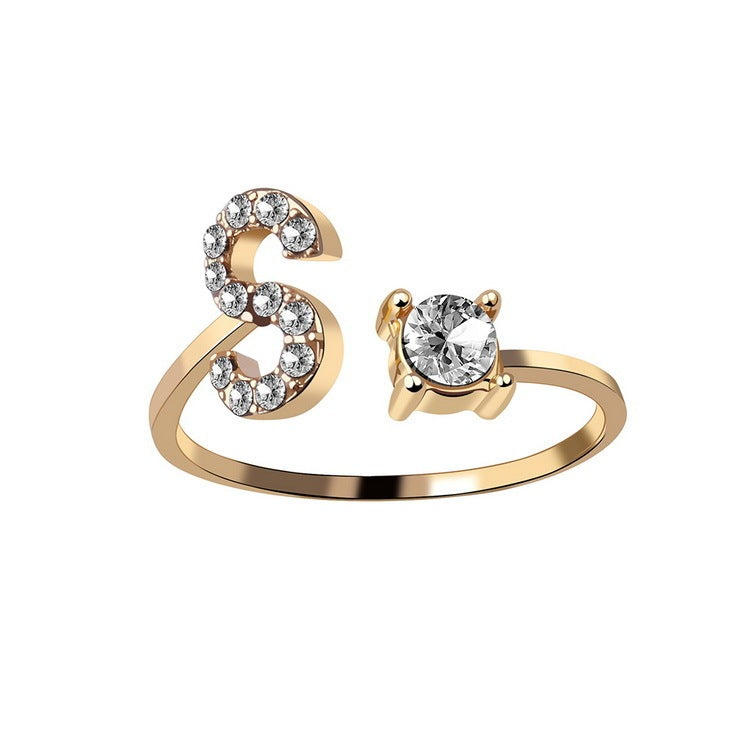 Evarisluxe Initial Letter Gold Ring