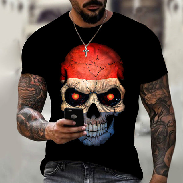 3D Skull Hip Hop O-Neck T-Shirt for Men