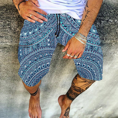 Casual Printed Cotton and Linen Summer Shorts