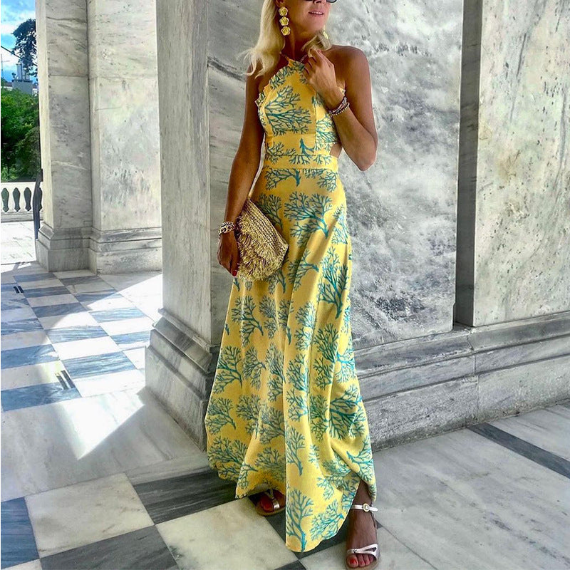 Evarisluxe Halterneck Printed Midi Dress
