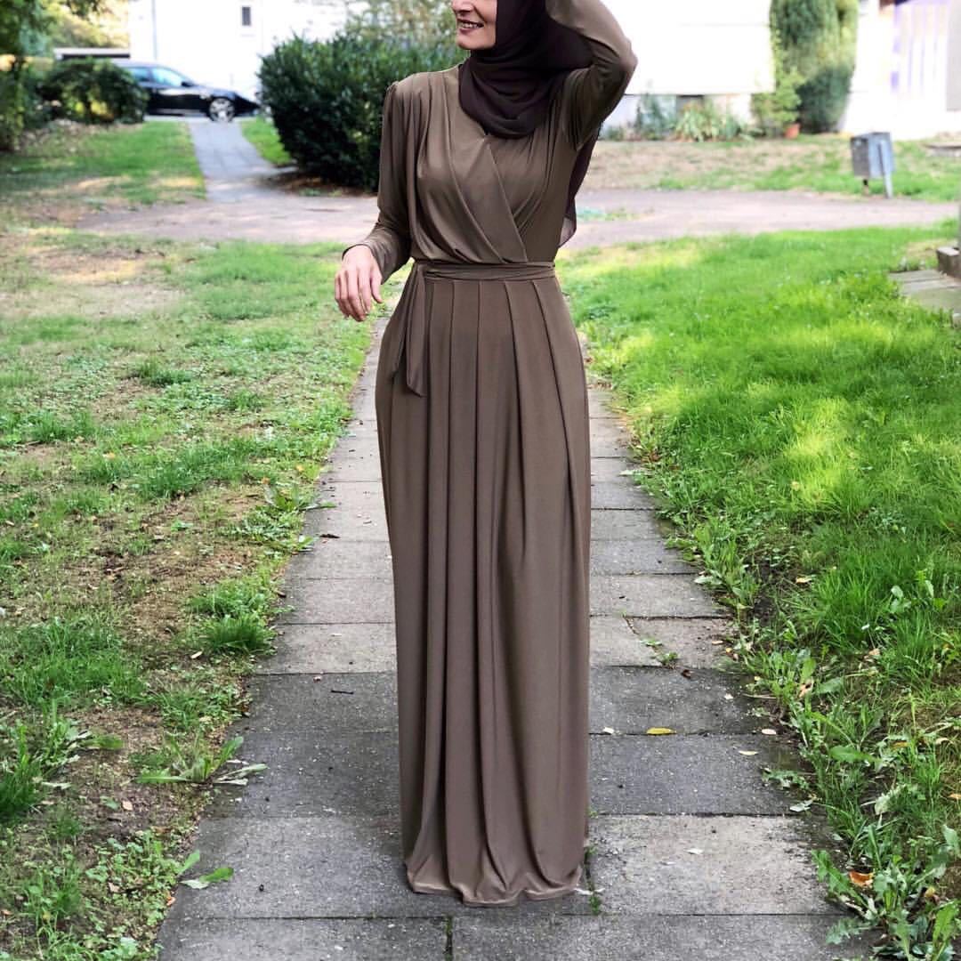 The Ligne Pure Solid Long Modest Dress | Evarisluxe