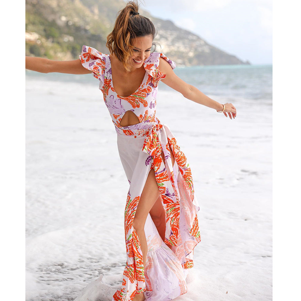 2024 Women's Three-Piece Swimwear Set with Back Cutout