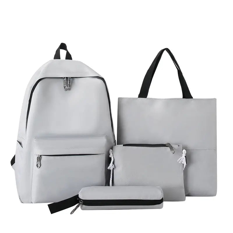4-Piece Solid Color Backpack Set for Students