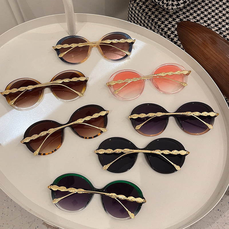 Vintage Round Frame Gradient Sunglasses for Women