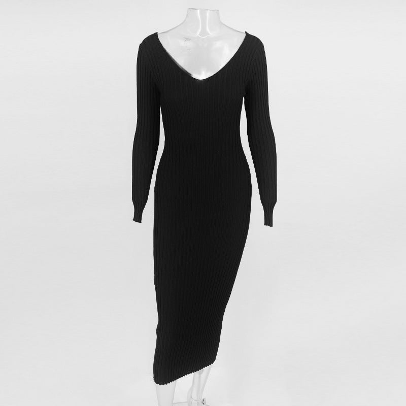 Mid-length Solid Color Dress for Women