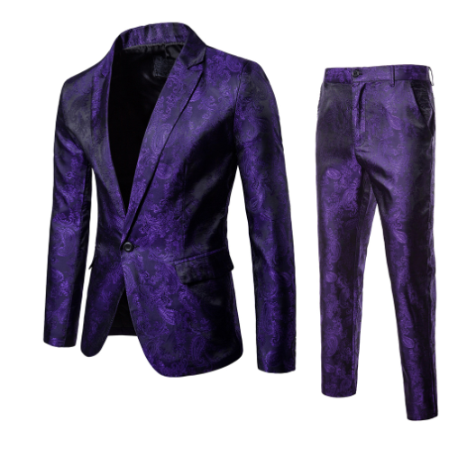 Jacquard Suit Set, Three-Piece Wedding Attire