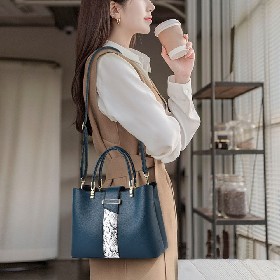 Luxury Snake Grain Leather Women's Tote & Crossbody Bag