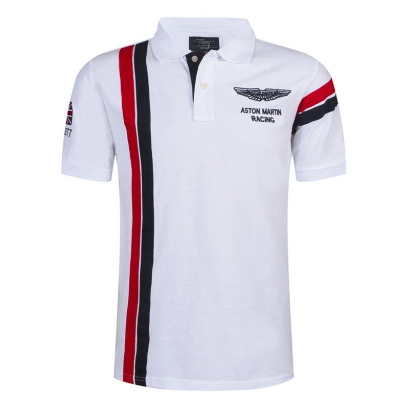 Golf Short Sleeve Polo Shirt with Vertical Stripes