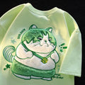 Summer 2023 Cartoon Embroidered Cat T-Shirt for Women