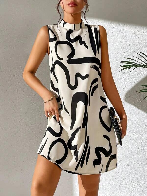 2023 Summer Floral Stand Collar Dress for Women