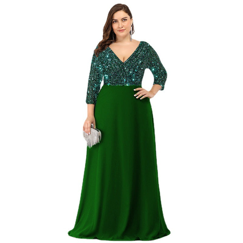 Evarisluxe Grande Taille Sequin Floor-Length Gown