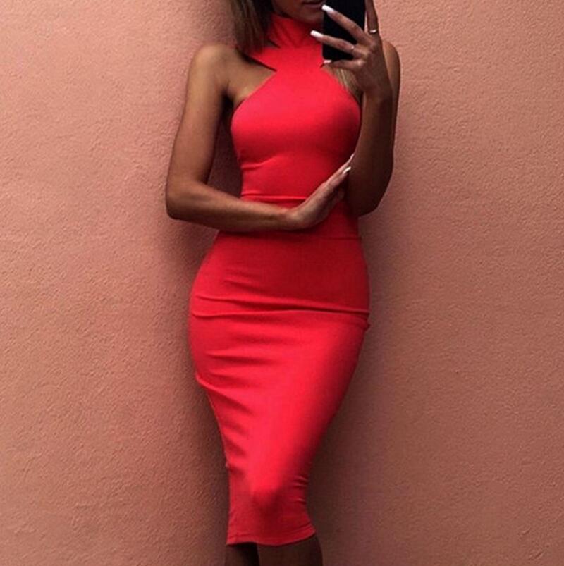 Evarisluxe Fitted Neck Sexy Bodycon Dress
