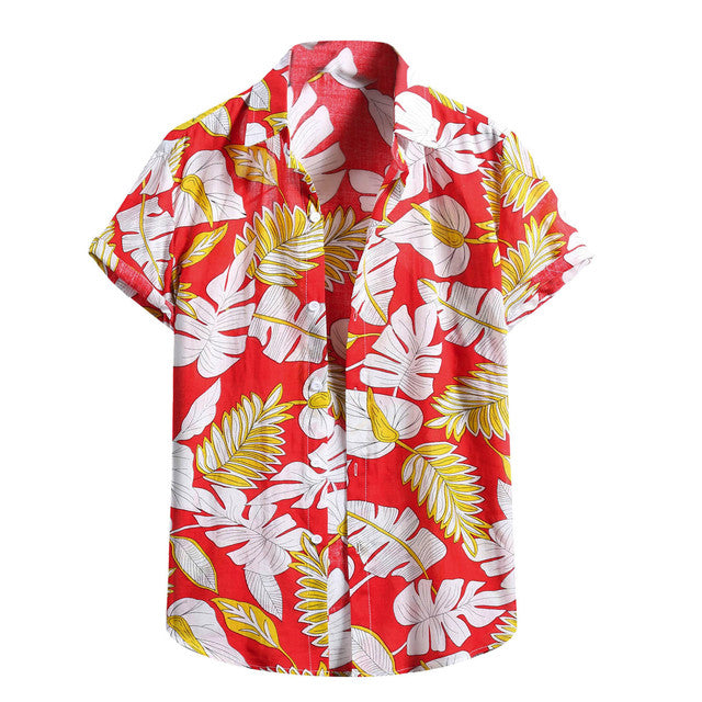 2023 Vintage Hawaiian Cotton Linen Short Sleeve Shirt