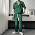 Men's Leisure Sports Two-Piece Set - Summer Thin Ice Silk Shirt