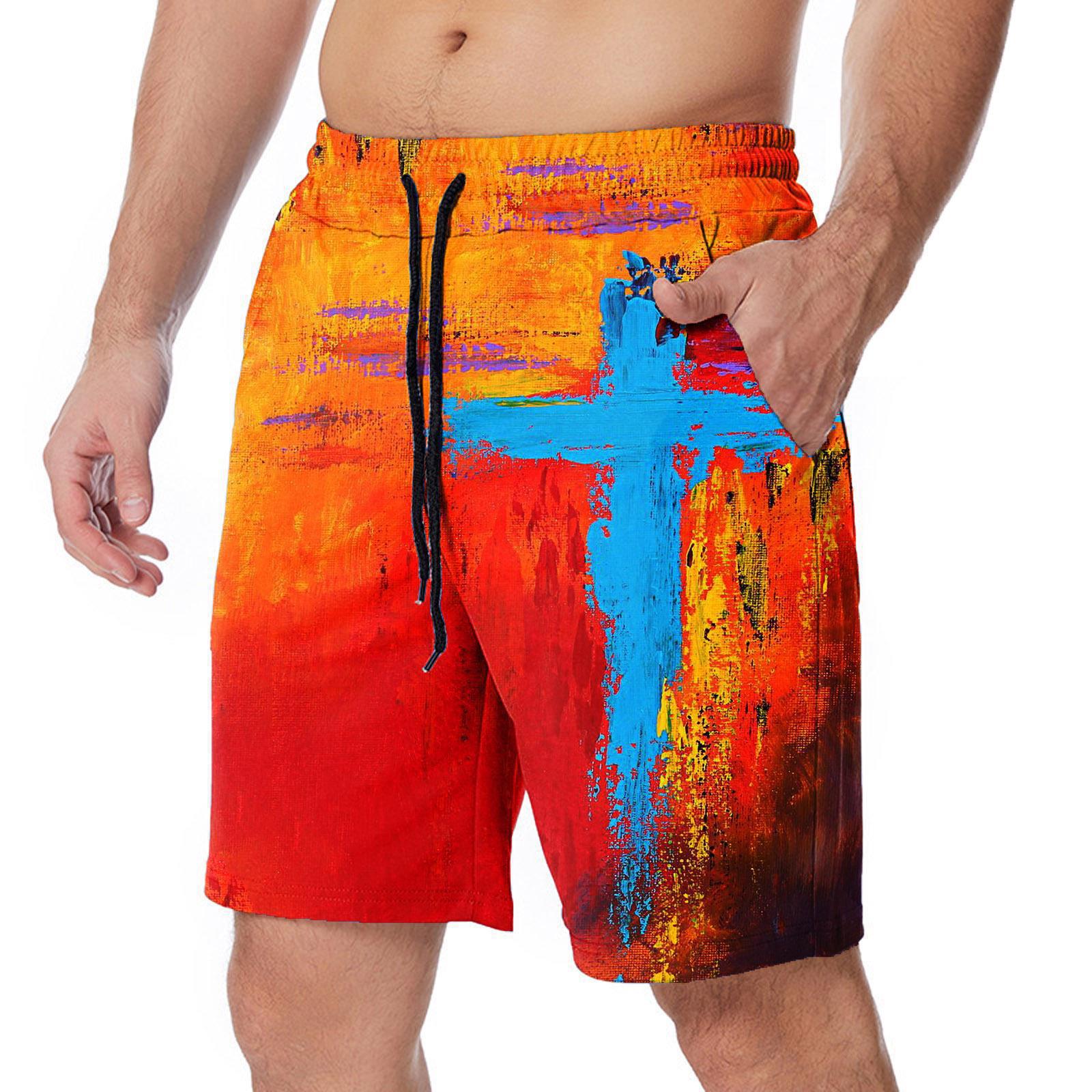 2023 Summer Men's 3D Digital Print Beach Shorts
