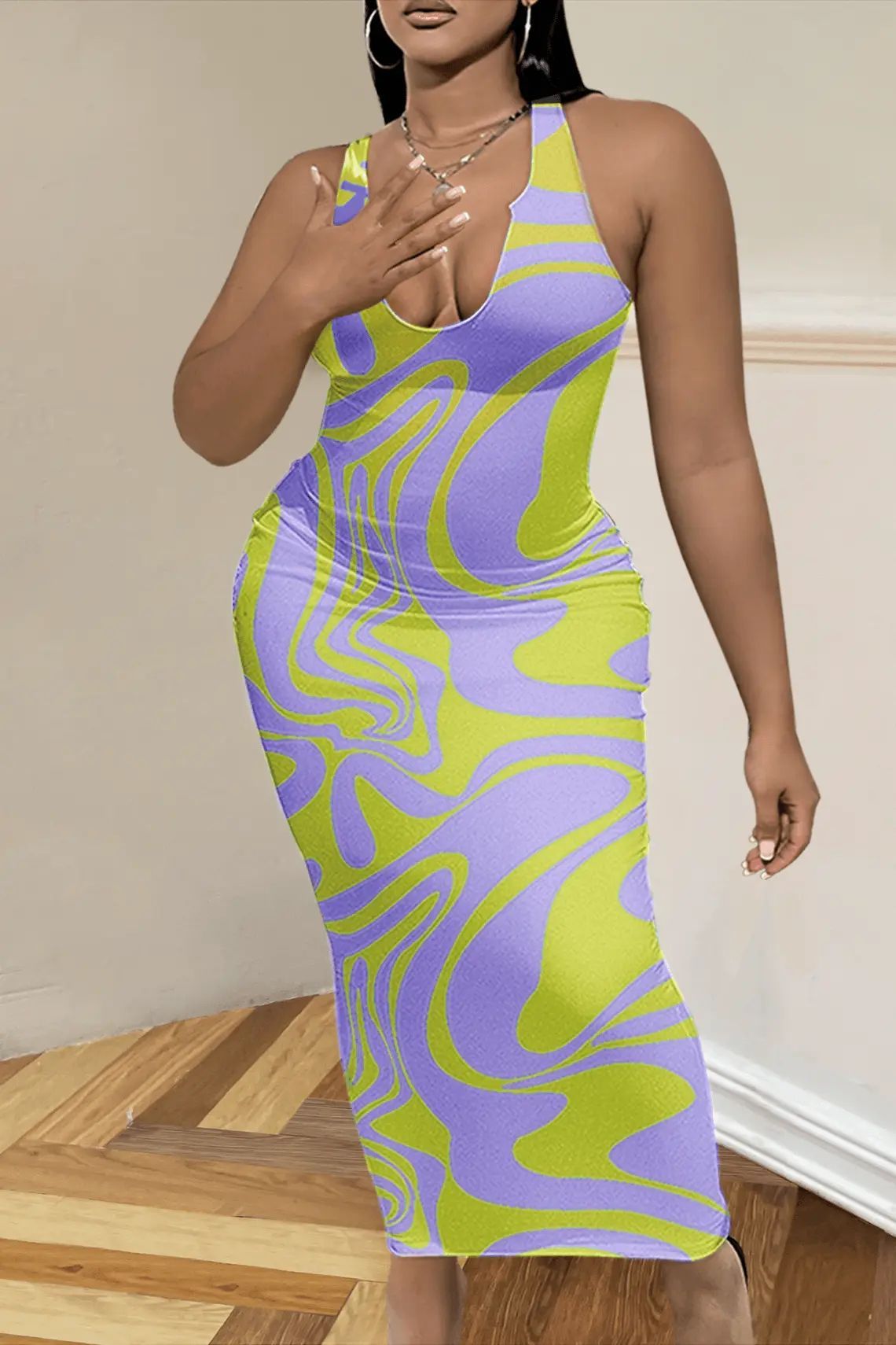 Evarisluxe Printed Fashion Dress