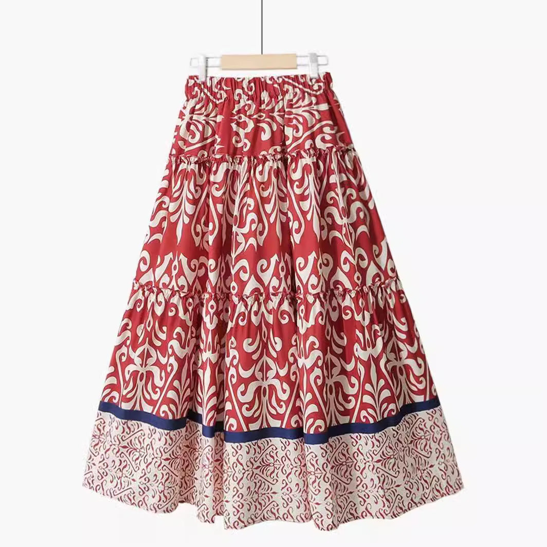 2023 Summer Ruffle Hem Midi Skirt for Women