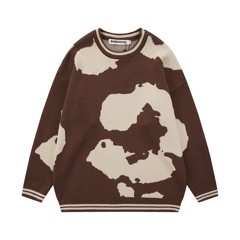 Casual Colorblock Round Neck Pullover Sweater for Men