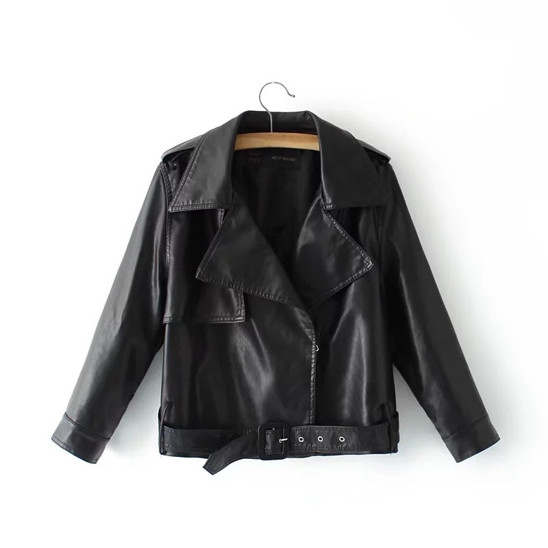 New Spring Autumn Short PU Leather Jacket (Motorcycle)
