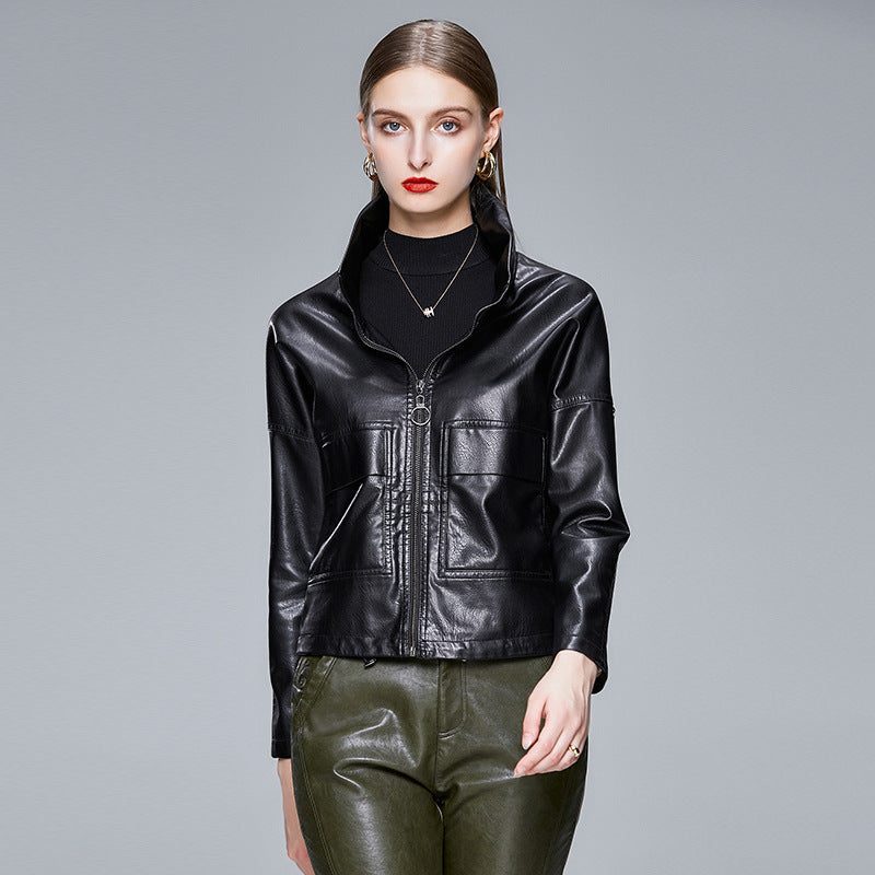 Korean Style PU Leather Jacket for Women
