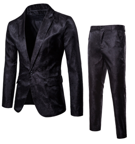 Jacquard Suit Set, Three-Piece Wedding Attire