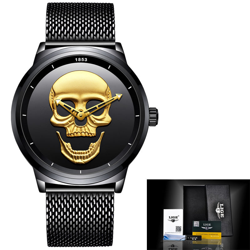 LIGE 3D Skull Watch for Men | Evarisluxe