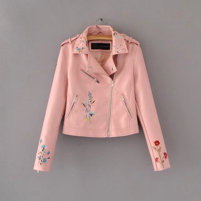 New Long Sleeve PU Leather Jacket with Zipper