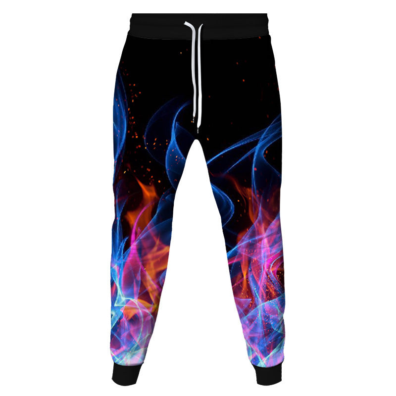 Flame 3D Printed Belted Pants for Men and Women