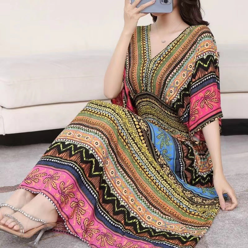 Southeast Asia Travel Floral Cotton Dress for Summer