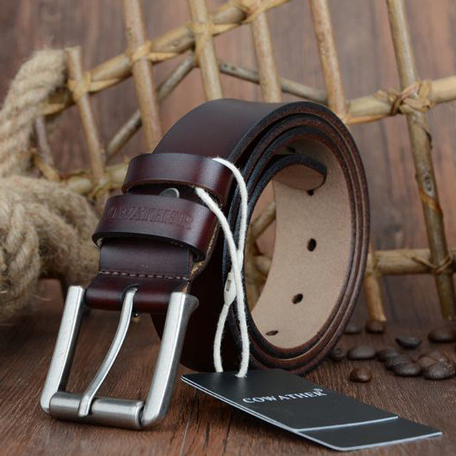 COWATHER Luxury Leather Belt for Men 100-130cm