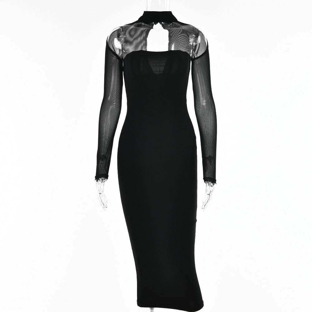 Summer 2022 Sheer Long Sleeve Dress for Women