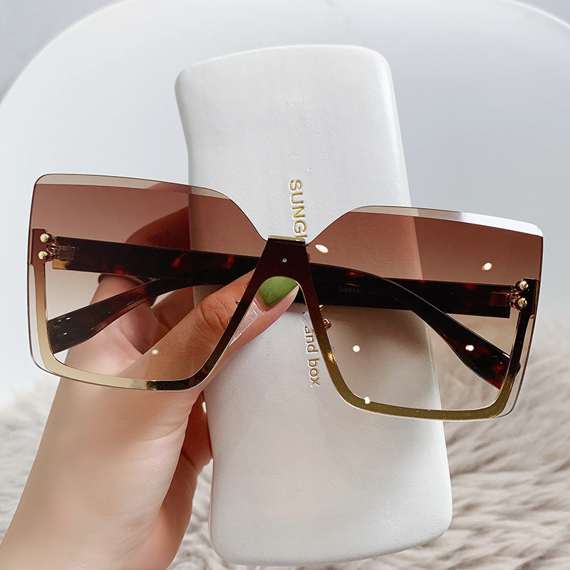 Slim Half-Frame Metal Sunglasses for Women