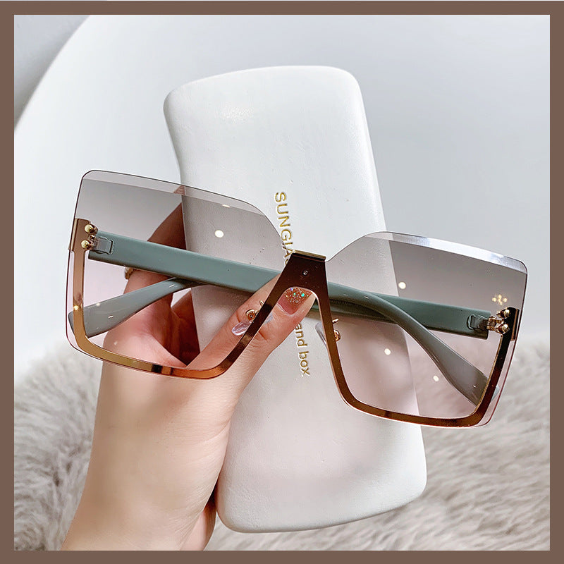 Slim Half-Frame Metal Sunglasses for Women