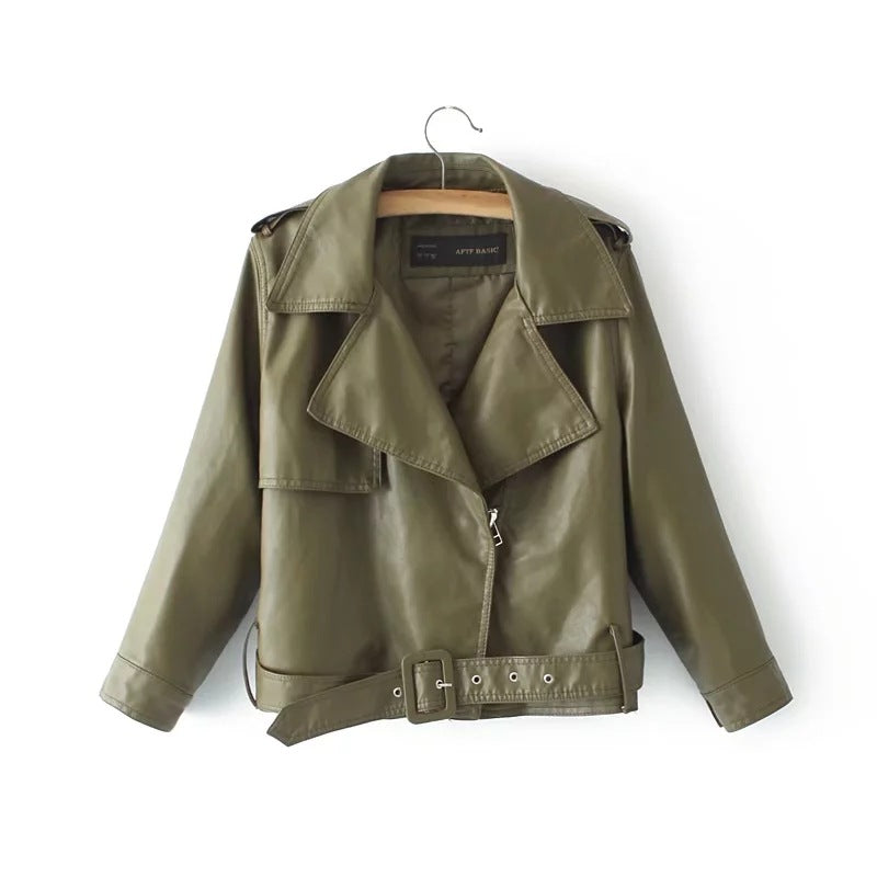 New Spring Autumn Short PU Leather Jacket (Motorcycle)