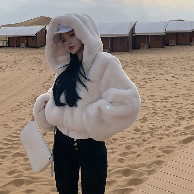 Furry Cropped Faux Fur Coat and Jacket for Women