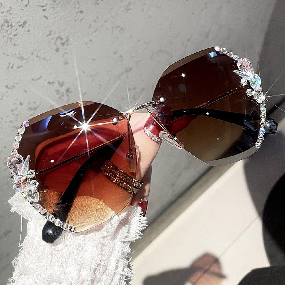 Vintage Rimless Rhinestone Sunglasses for Men & Women