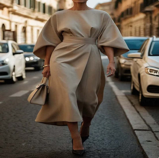 Oversized Sleeve Midi Dress