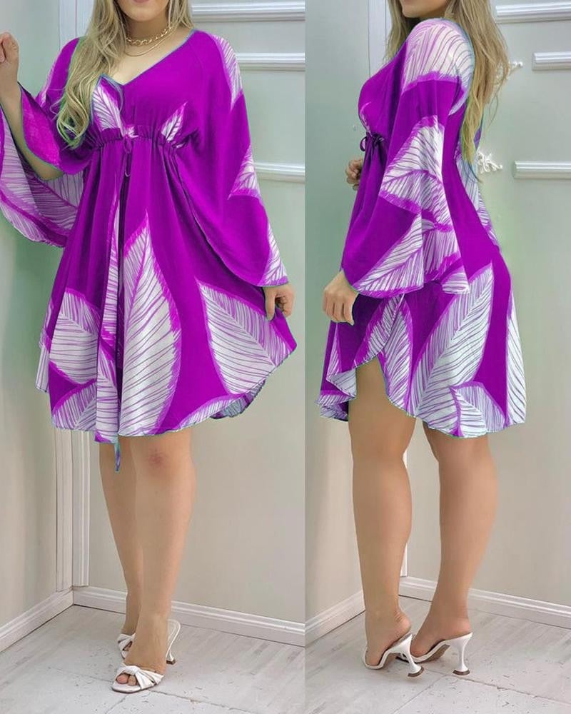 Evarisluxe Leaf Print Midi Dress