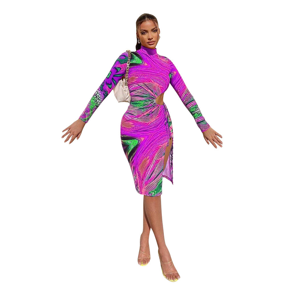 Evarisluxe Mid-Length Printed Dress for Women