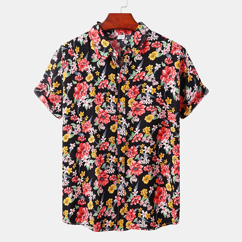 Hawaiian Men's Summer Shirt with 3D Sunflower Print