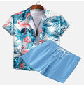 Men's Casual 3D Printed Hawaiian Shirt and Shorts Set