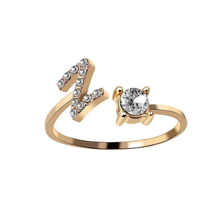 Evarisluxe Initial Letter Gold Ring