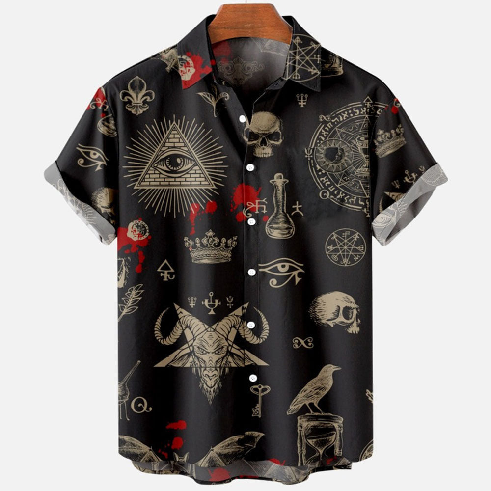 2022 Devil Horror 3D Printed Loose Hawaiian Shirt for Men