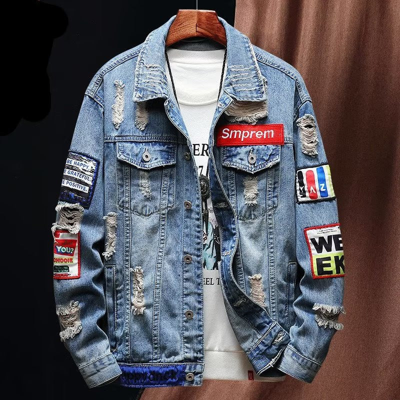 Spring Ins Embroidered Denim Jacket for Men
